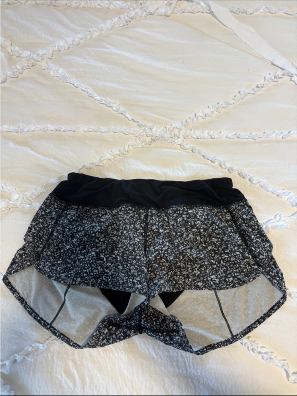 Black and white floral lululemon shorts